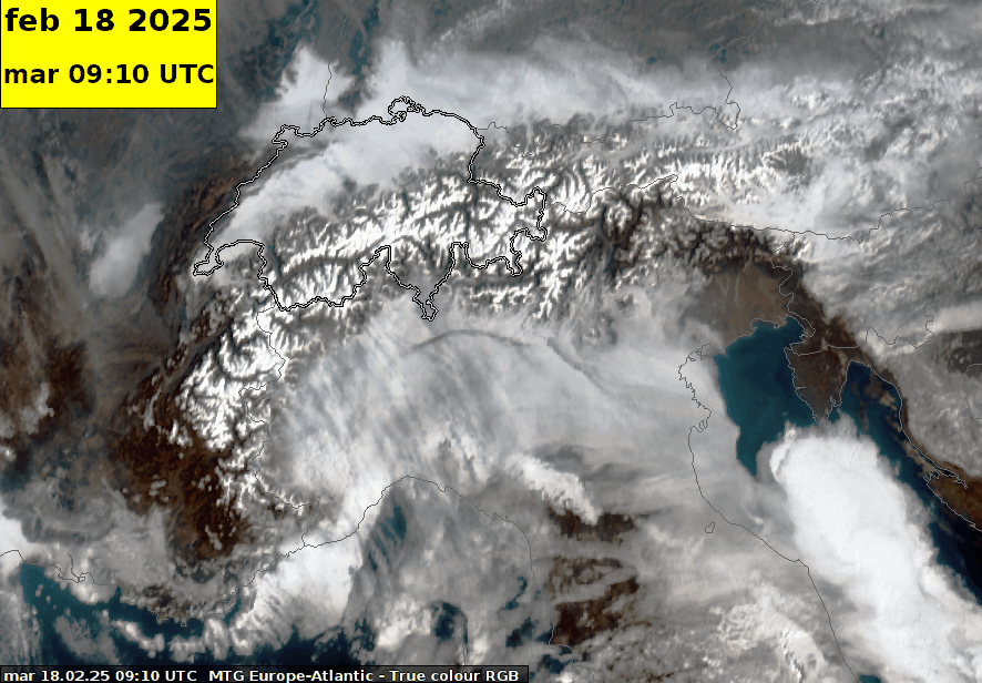 Animazione satellitare MTG TrueColor  RGB del 18.02.2025 dalle 09 alle 14 UTC.