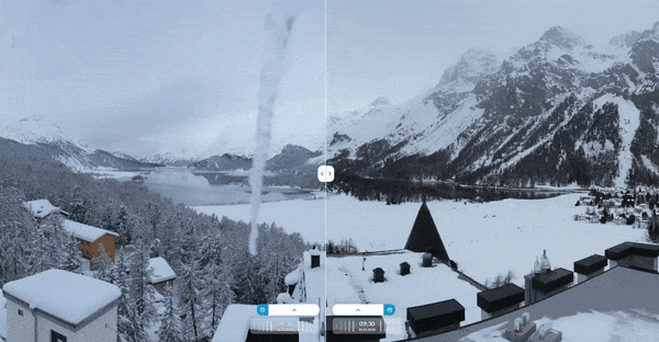 Fig. 2: Animazione delle immagini della webcam di Sils Maria (Alta Engadina) da ieri a oggi. Fonte:   https://sils.roundshot.com 