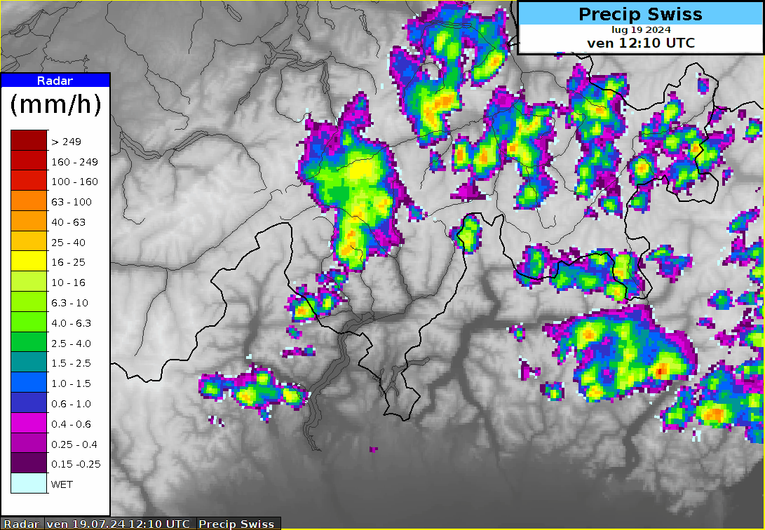 Figura 3: Animazione radar del pomeriggio di venerdì 19 luglio. 