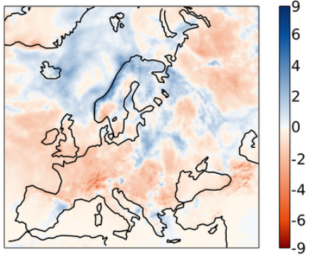 Fig. 5: Anomalia delle precipitazioni (in mm/ giorno) del mese di luglio 2022 rispetto alla norma 1991-2020. Fonte: Copernicus Climate Change Service/ECMWF.
