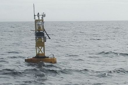 Fig. 1. Le boe, come questa al largo della costa del South Devon, sono tutt'oggi molto importanti per misurare la temperatura della superficie del mare. Immagine: G. Madge (Met Office).