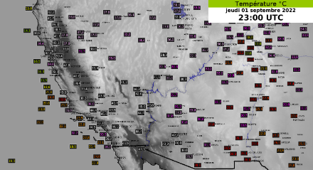 Fig. 3: temperature massime di giovedì 1° settembre 2022. Fonte: NinJo - MeteoSvizzera.