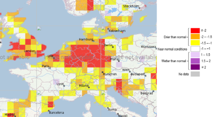 Fig. 4. Indice SPI a livello europeo. Fonte: EDO–European Drought Observatory, Copernicus.