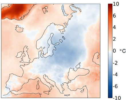 Cartina dell'Europa relativa alle temperature del mese di settembre 2022.