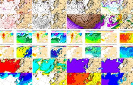 Mosaico di una piccola parte dei numerosi prodotti ENS oggi disponibili da ECMWF