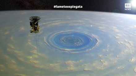 Fig.3: non solo Terra: anche Saturno ha il suo vortice polare, in questo caso fotografato sul suo Polo nord dalla sonda Cassini nel 2017