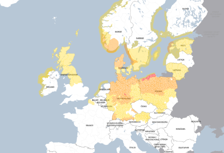 Cartina con le allerte attive in Europa il 17.2.2023
