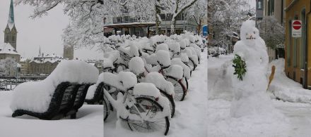 Zurigo innevata domenica 5 marzo 2006. 