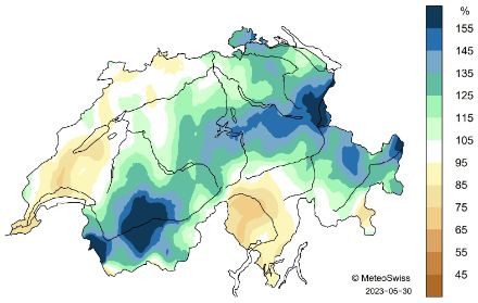 Mappa della precipitazione primaverile.