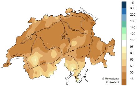 Carta svizzera con le precipitazioni di giugno