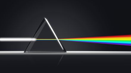 Il prisma scompone la luce bianca nelle sue diverse componenti. Questo fenomeno è noto come dispersione della luce. La luce bianca che entra nel prisma viene deviata in modo diverso a seconda della sua lunghezza d'onda.