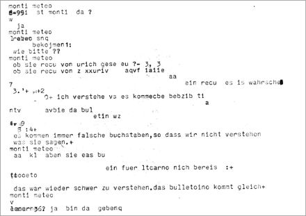 Fig. 1: estratto di una comunicazione Telex decisamente difficoltosa del 1936.