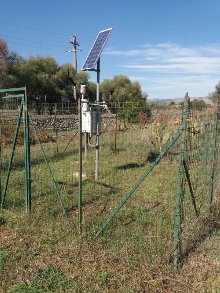 Fig. 1. Stazione di misura di Siracusa (rete SIAS, Servizio Informativo Agrometeorologico Siciliano) che ha misurato la temperatura record di +48.8 °C. Foto: S. Lapira; SIAS.