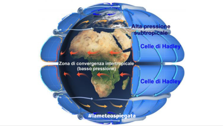 Fig. 2. Il modello di circolazione globale con le tre macrocelle per emisfero. Fonte: cnr.it.