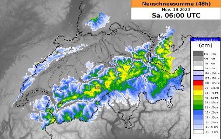 Cartina della neve fresca prevista