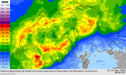 Accumuli di precipitazioni da domenica a martedì mattina