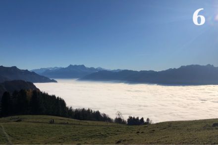 Mare di nebbia il 20 novembre 2021 da Les Pléiades sopra Vevey con vista sui Dents du Midi. Foto: Isabelle Fath