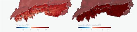 Mappa della temperatura media di ottobre 2023 e  anomalia rispetto alla media del periodo di riferimento 1991-2020.