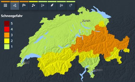 Cartina delle allerte per forti nevicate.