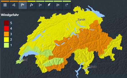 Cartina delle allerte per il vento