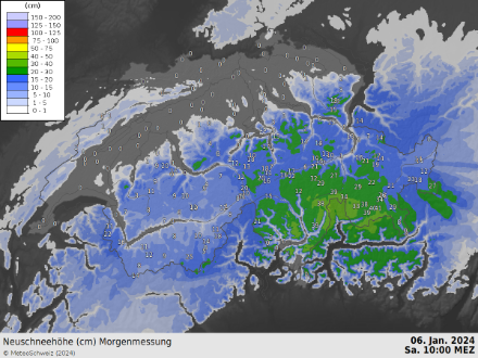 Fig. 1: Neve nuova su 24 ore dal 5.1.2024 alle ore 10.00 al 6.1.2024 alla medesima ora. 