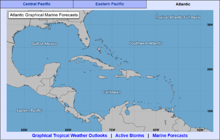 Fig.2: zona di interesse Atlantico – Mar dei Caraibi – Golfo del Messico – Pacifico orientale. Fonte: NHC NOAA (https://www.nhc.noaa.gov/)