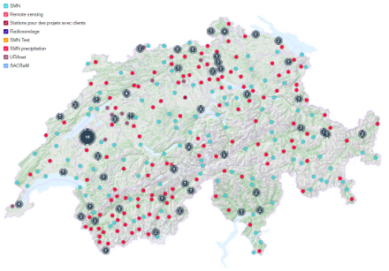 Figura 1: La rete SwissMetNet di stazioni di misura automatiche di MeteoSvizzera è estesa a tutta la Svizzera. (Fonte: Swisstopo)