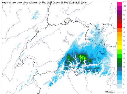 Fig. 1: Accumuli su 24 ore, entro domenica mattina.