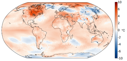 Mappa della temperatura globale invernale 2023-2024.