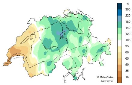 Carta delle precipitazioni di marzo.