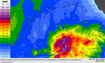 Campo delle precipitazioni basato sui dati del radar meteorologico combinati con le misure pluviometriche durante le 48 ore più intense dell’evento.