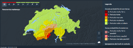 Figura 3: Cartina della Svizzera con le allerte per pioggia e neve da martedì 15 a giovedì 17 aprile. Attualizzazione della cartina delle allerte del 14.4.2025 ore 17. 