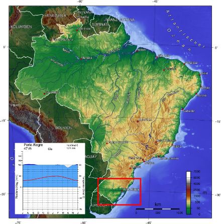 Carta del Brasile e climatogramma di Porto Alegre.
