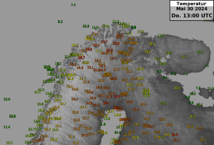 Alcune temperature misurate ieri pomeriggio sul nord della Scandinavia. 