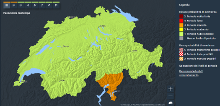 Fig. 6: cartina delle allerte di MeteoSvizzera .