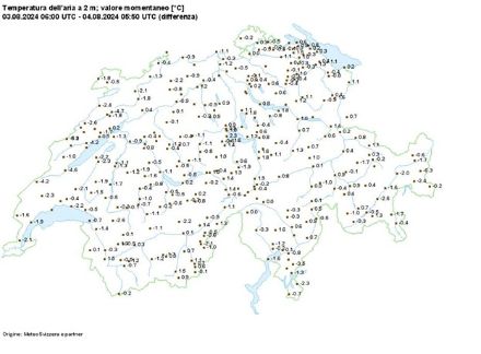 Differenza di temperatura fra sabato mattina e domenica mattina alle 7:50 