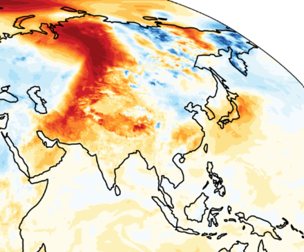 Carta dell'anomalia delle temperature in Asia il 4 novembre scorso