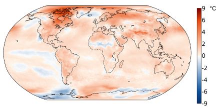 Mappa che mostra l'anomalia della temperatura globale.
