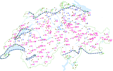 Altezza della neve in Svizzera la mattina del 24.12.2024. Fonte: MeteoSvizzera.