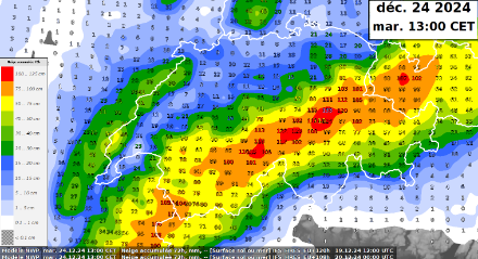 Accumuli di neve totali in cm previsti fra domenica 00:00 e mercoledì 00:00