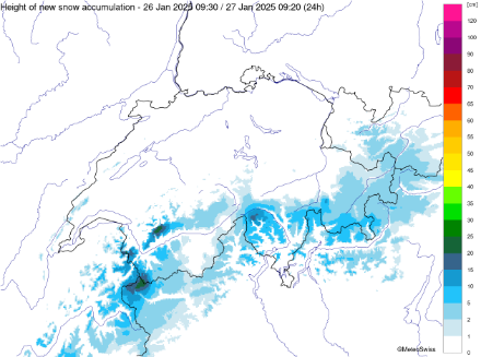 Accumuli di neve fresca ultime 24 ore. Stima da misure radar e pluviometriche