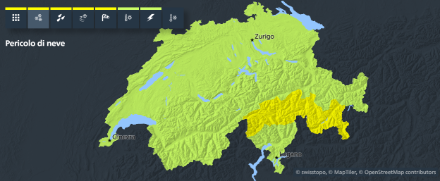 Avviso di livello 2 per neve attive a Sud delle Alpi.