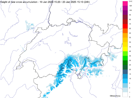 Accumuli di neve fresca previsti per le prossime 24 ore.