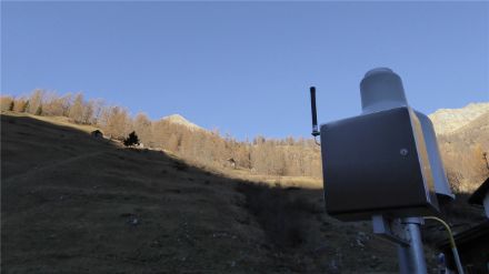 Fig. 1: Stazione Pluviometrica in zona Boda, Bosco Gurin 1486 m. s.l.m.