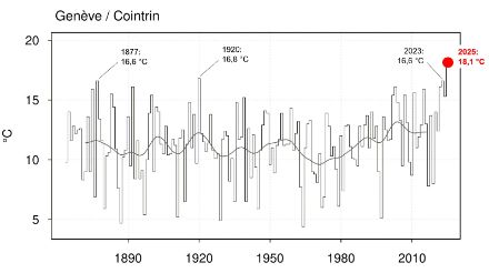 Grafico delle temperature massime giornaliere più alte del mese di gennaio dall'inizio delle misurazioni.