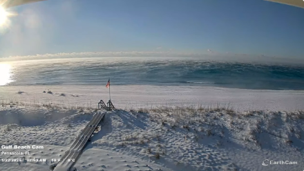 Questo mercoledì mattina, le coste della Florida settentrionale a Pensacola sotto la neve con -8 °C. 