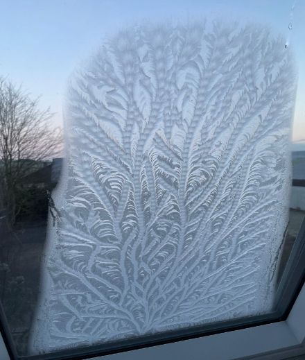 Fiori di ghiaccio su un lucernario a Henggart,  Zurigo