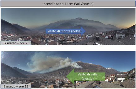 Incendio boschivo sopra Laces/Latsch in Val Venosta 