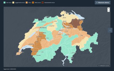 Cartina della Svizzera con indicazioni relative alla siccità. 