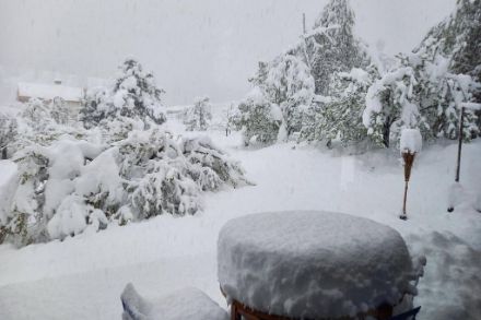 Paesaggio con abbondante neve fresca.